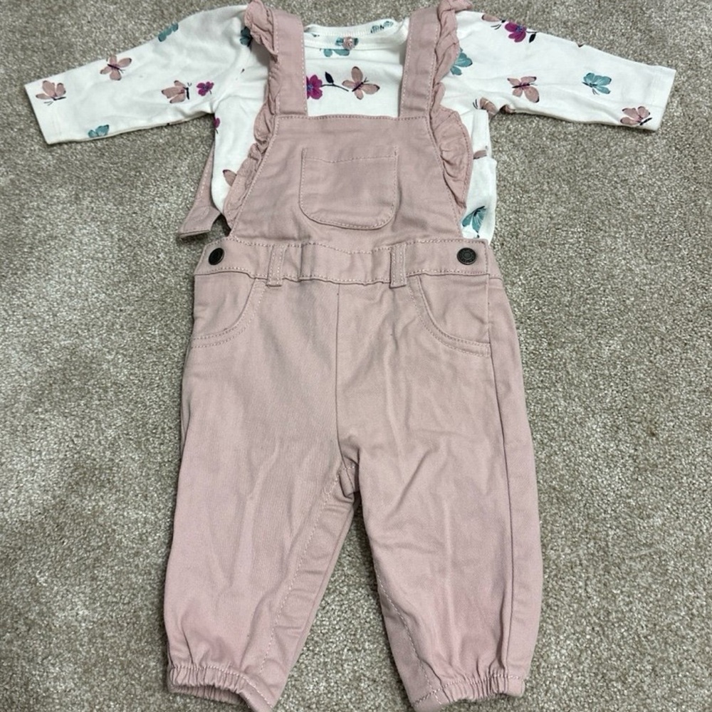 Carter’s Pink denim overall outfit